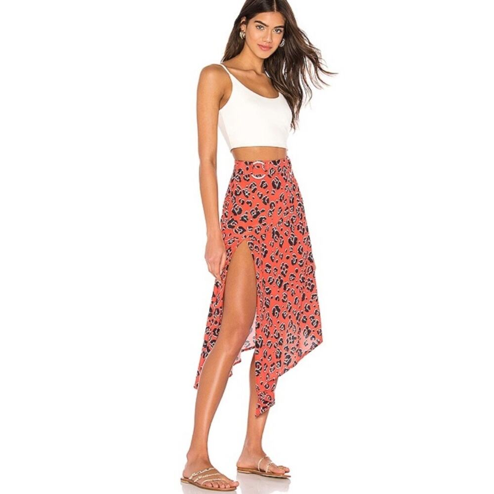 Suboo Zanzibar Animal Print Belted Midi Skirt Beach‎ Pool Resort Casual Sz 6